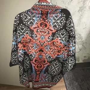 Dress Up Orange and Navy Patterned Shawl